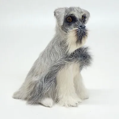 Unbranded Beautiful Real Fur Hair Miniature 4 1/4  Schnauzer Dog Gray J40 • $18