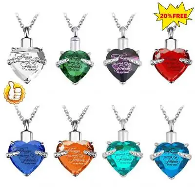 Crystal Heart Urn Necklace Cremation Jewellery Pendent For Ashes Memorial Locket • £5.82