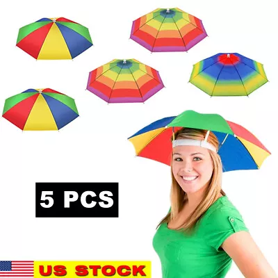 5x Outdoor Foldable Sun Umbrella Hat Golf Fishing Camping Headwear Cap Head Hat  • $16.99