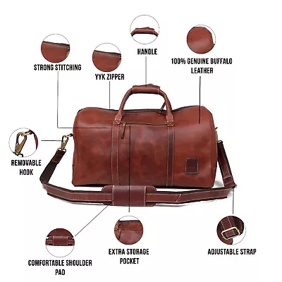 20  Travel Duffle Bag Aircabin Carryon Handbag Luggage Buffalo Leather Holdalls • £121.08
