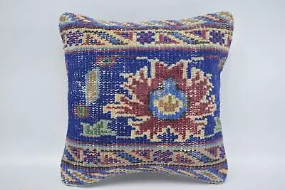 Throw Kilim Pillow 12 X12  Blue Pillow Sham Vintage Kilim Throw Pillow • $7.48