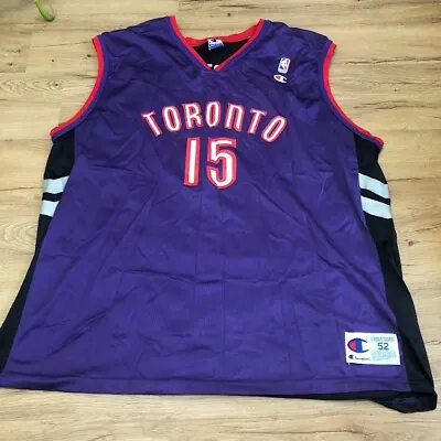 Vintage Vince Carter #15 Toronto Raptors Champion Jersey Purple Black Sz 52 2XL • $37.99