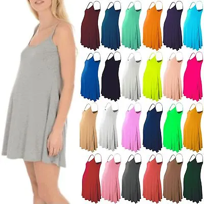 £6.99 • Buy Womens Ladies Sleeveless Cami Floaty Flare Strappy Maternity Skater Swing Dress