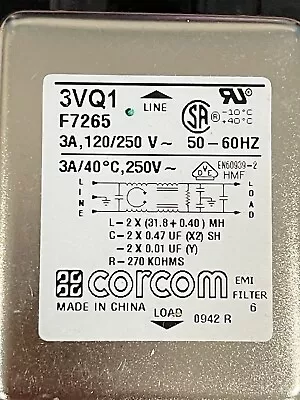 3VQ1 LINE FILTER 100/ 250V 3A   CHASSIS MOUNT 50-60Hz CORCOM (LOT OF 1) • $19.99