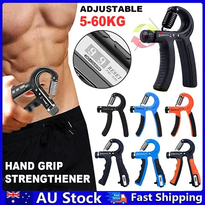 $10.07 • Buy 5-60KG Sport Hand Grip Strengthener Adjustable Forearm Trainer Finger Exerciser