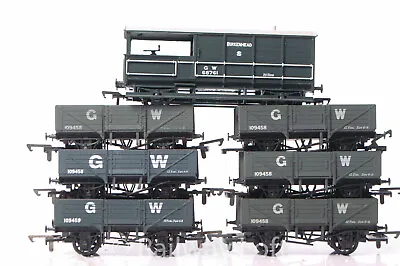 £34.50 • Buy Seven Vans & Wagons In GWR Grey - By Bachmann & Airfix