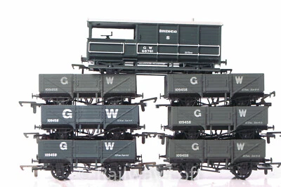 £34.50 • Buy Seven Vans & Wagons In GWR Grey - By Bachmann & Airfix