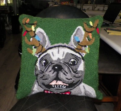$85 • Buy VTG C & F ENTERPRISES FRENCH BULLDOG PILLOW HOOKED 18 X 18