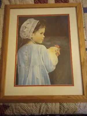 Amish Country Print N.A. Noel Emma & Her Chicken Frmd Artist Seal 28 X 15. • $67
