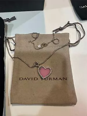 DAVlD YURMAN Heart Amulet Necklace With Pink Opal & Diamonds In Box • $465