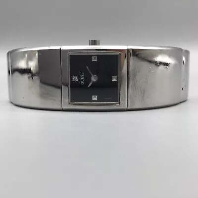 Guess Watch Women Silver Tone Square Black Dial Bangle New Battery 5.75  • $19.24