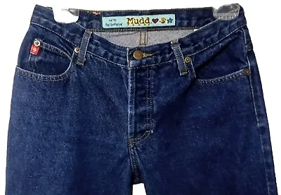 Vtg Y2K Mudd Jeans Size 9 Mid Rise Dark Wash Button Fly Flare Beat Generation • $53.09