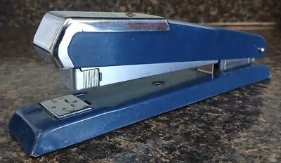 VTG MCM Blue/Chrome Faber And Castell FC-22 Handheld Desk Stapler Made In Sweden • $26.39