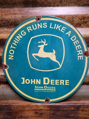 Vintage John Deere Porcelain Sign Farm Tractor Farming Machinery Dealer Sales • $200.41