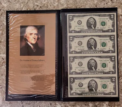 2003 A $2 Two Dollar St. Louis Missouri  Uncut Sheet Of 4 Notes In Folder • $41.95