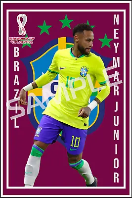 $9.95 • Buy Qatar 2022 World Cup Brazil Neymar Jr. Soccer Poster  12x18 Inches