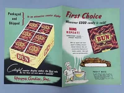 C 1950 BUN Candy Fort WAYNE CANDIES Wholesale ADVERTISING Vintage Flyer • $24.95