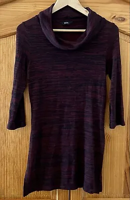 F&F Burgundy Red  T-Shirt / Cowl Neck Long Top 90s Style Size 8 • £1.99