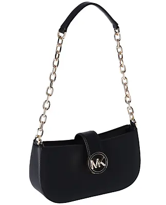 Michael Kors Carmen Small Leather Pouchette Shoulder Bag Black Saffiano Leather • $57