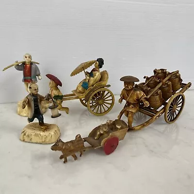 Japanese Celluloid Miniature Geisha Figures Cart C1950s • £49.95