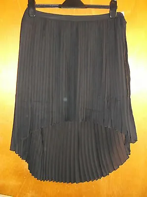 Saint Tropez Skirt Semi-Sheer Fully Lined Mullet-Hem Pleated M UK 12 Black BNWT • $18.64