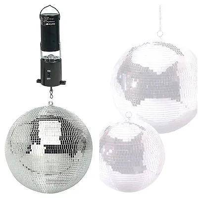 £44.99 • Buy Lightweight Silver Dance Disco Party DJ Mirror Ball 300mm 12  + Revolving Motor