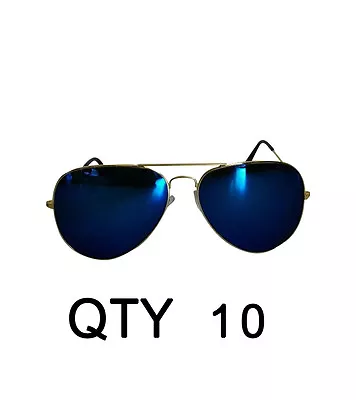 Qty 10 Aviator Sunglasses Classic Blue Cop Retro 1980's Costume Party Vintage • $25