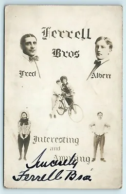 Postcard Ferrell Brothers Fred Albert Comedy Cyclists Music Hall - Signed  • £9.98