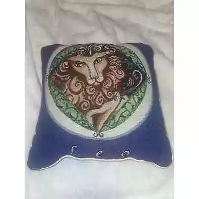 Vintage Zodiac Astrology Leo Handmade Embroidered Tapestry Pillow • $25