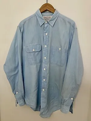 $31.99 • Buy Vintage Ralph Lauren Men’s L Button Up Cotton Chambray Long Sleeve Blue