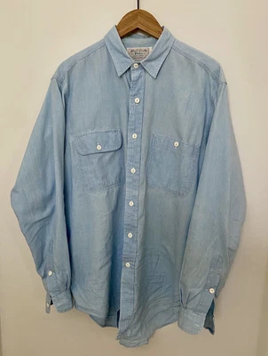 $31.99 • Buy Vintage Ralph Lauren Men’s L Button Up Cotton Chambray Long Sleeve Blue