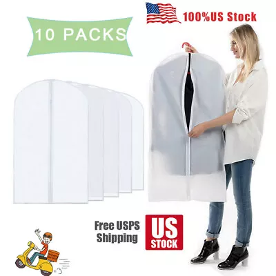 1-10PCS Garment Bag Travel Suit Dress Storage Clear Cover Zipper Coat Carrier • $6.99