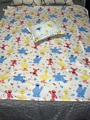 Sesame Street Crib Sheet Unisex Cookie Monster Big Bird Elmo Baby Infant Pillow • $18.99