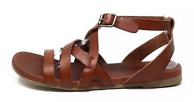 MIA Shoes Womens Naylah Strappy Flat Sandals Cognac Leather Size 8 M US • $26.99