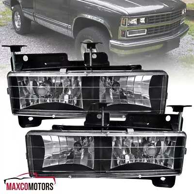 Black Headlights Fits 1988-1998 Chevy GMC C10 C/K Truck Lamps Replacement Pair • $45.49