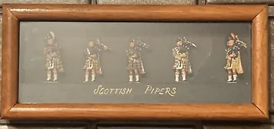 Scottish Pipers Soldiers Miniature Figures Lead Pewter Wood Box Display • $69.99