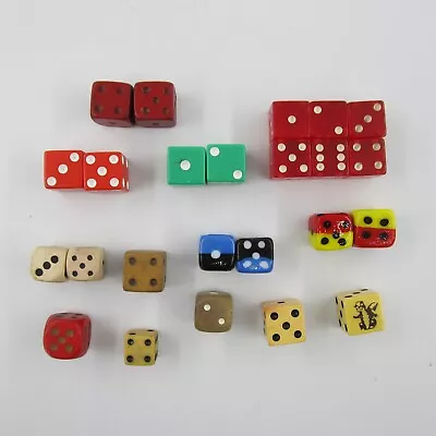 Vintage Mixed Lot Of 24 Dice Various Sizes Materials & Colors • $24