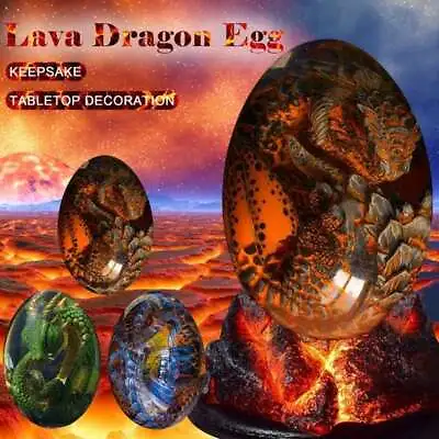 £6.40 • Buy Lava Dragon Egg Dinosaur Crystal Resin Statue Souvenir Collection With Lava Base