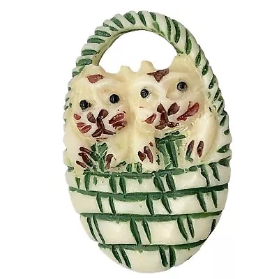 $20.99 • Buy Twin Carved Kitty Cats In A Basket Waterbuffalo Bone Bead | 31x21x4mm |