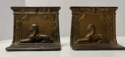 Vintage Cast Iron Bronzed  Egyptian Sphinx Bookends Pair • $35.99