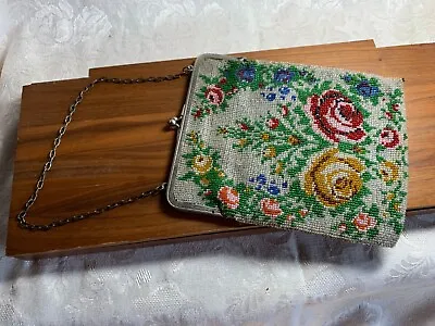 $19.99 • Buy Incredible Antique Vintage Hand Beaded Handbag Purse Floral Pattern