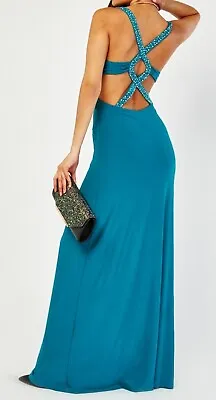 £12 • Buy Encrusted Strap Maxi Prom Dress Size 12