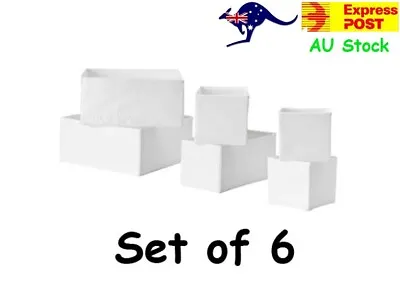 6x IKEA SKUB Box Storage Organiser Wardrobe Belt Socks Jewellery Drawer WHITE • $25.99