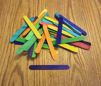 $7.75 • Buy 50 LARGE JUMBO COLORED WOOD POPSICLE CRAFT STICKS  6  X 3/4   PARROT BIRD TOYS