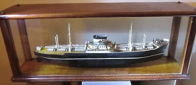 Vintage C1950 Cargo Liner Model Boat  Interesting Bridge Nuclear Ship? 60cm Case • £125