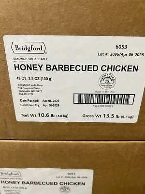 Honey BBQ Chicken MRE Survival  Bridgford Ready To Eat 1 Case 48ct • $179.99