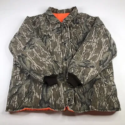 Vtg Mossy Oak Reversible Jacket Mens XXL 2XL Treestand/Blaze Orange Insulated • $99.95