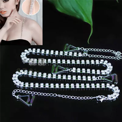 £5.20 • Buy Adjustable 2pcs Double Rows Crystal Diamante Rhinestone Bra Shoulder Straps A.$d