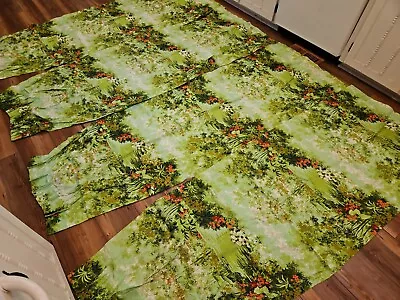 Pinch Pleat Cottage Scene Eames Era Drapes Latex Back Mid Century Curtains *READ • $39.95