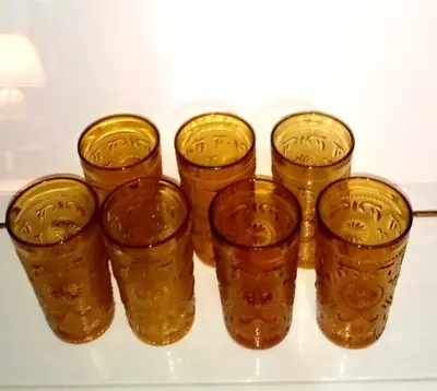 $27 • Buy American Brockway Concord Amber Vintage Glass Tumblers 27.00
